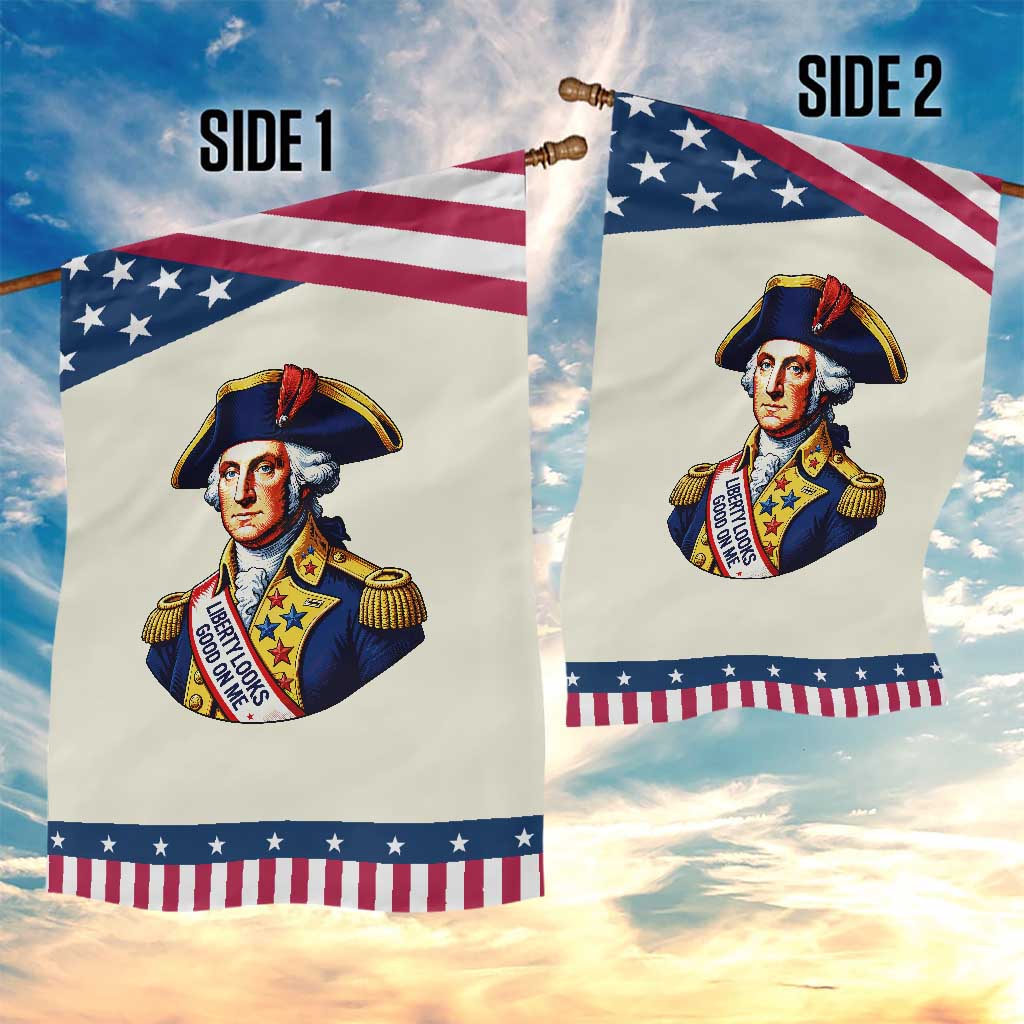 George Washington History Graphic Patriotic Garden Flag Liberty Looks Good On Me 4th of July Founding Father Humor
