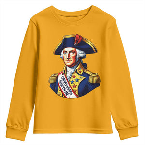 George Washington Patriotic History Graphic Youth Sweatshirt Liberty Looks Good On Me 4th of July Founding Father Humor