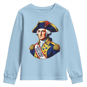 George Washington Patriotic History Graphic Youth Sweatshirt Liberty Looks Good On Me 4th of July Founding Father Humor