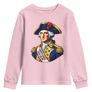 George Washington Patriotic History Graphic Youth Sweatshirt Liberty Looks Good On Me 4th of July Founding Father Humor