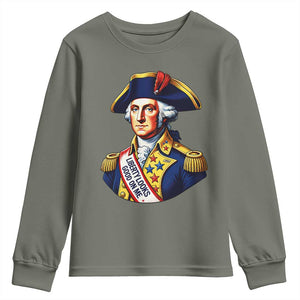 George Washington Patriotic History Graphic Youth Sweatshirt Liberty Looks Good On Me 4th of July Founding Father Humor