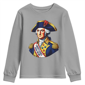 George Washington Patriotic History Graphic Youth Sweatshirt Liberty Looks Good On Me 4th of July Founding Father Humor