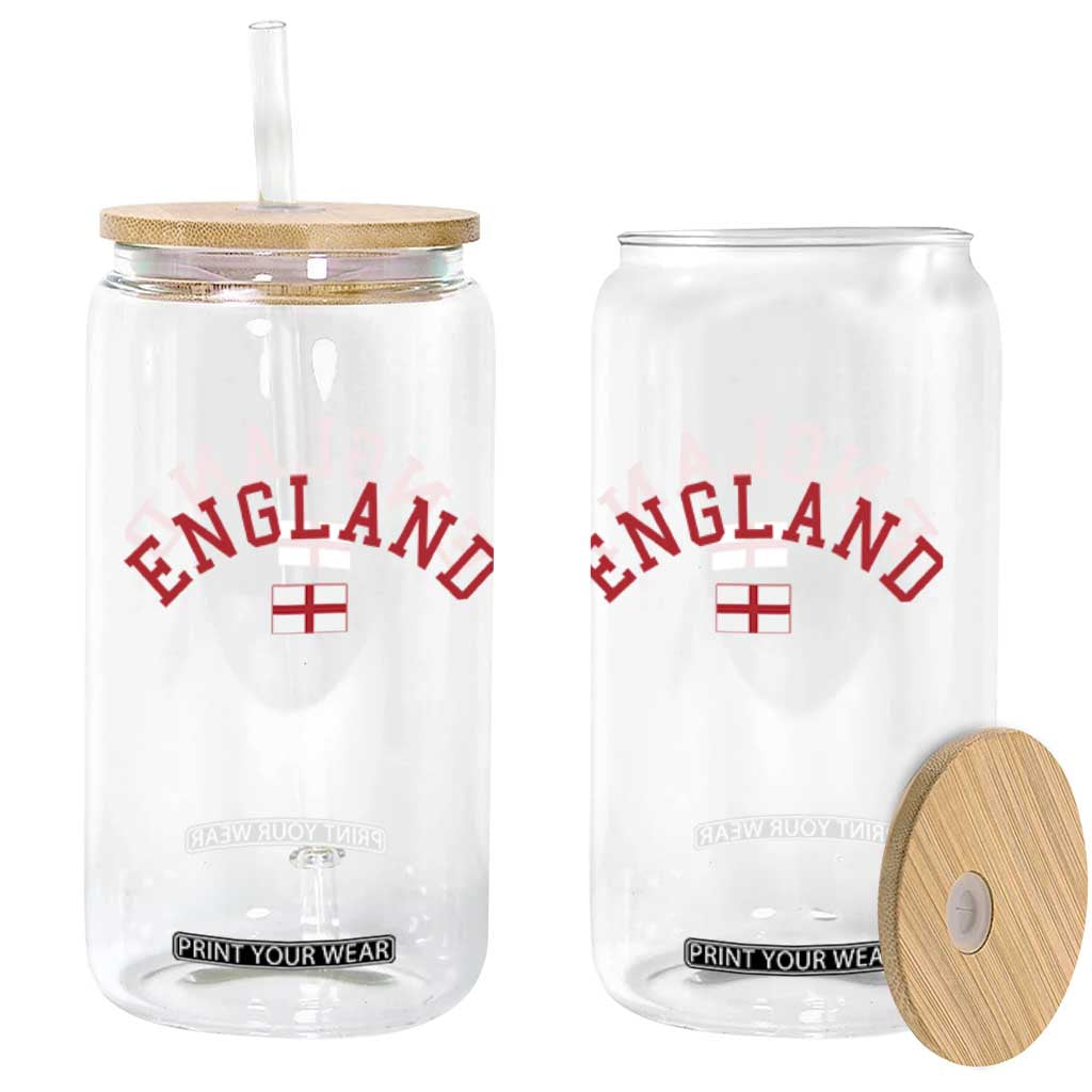 Vintage England Flag Pride Glass Can Patriotic St Georges Cross Heritage