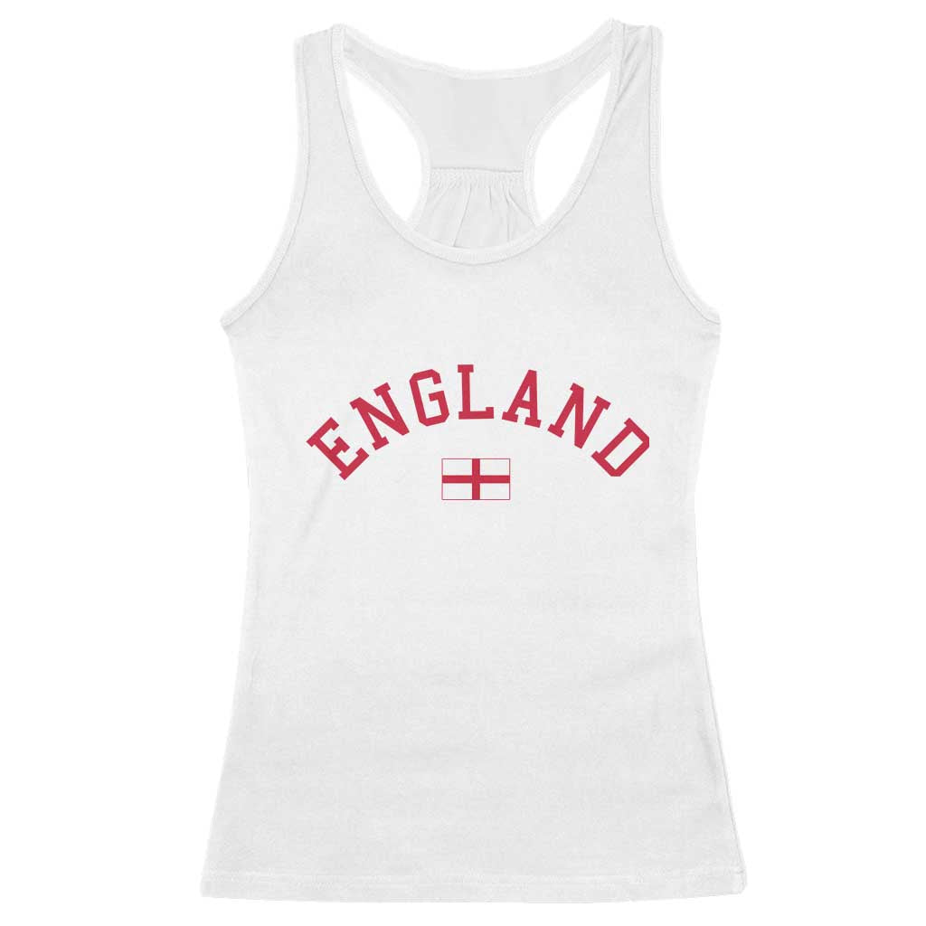 Vintage England Flag Pride Racerback Tank Top Patriotic St Georges Cross Heritage TS02 White Print Your Wear