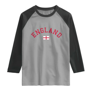 Vintage England Flag Pride Raglan Shirt Patriotic St Georges Cross Heritage