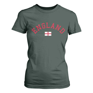 Vintage England Flag Pride T Shirt For Women Patriotic St Georges Cross Heritage