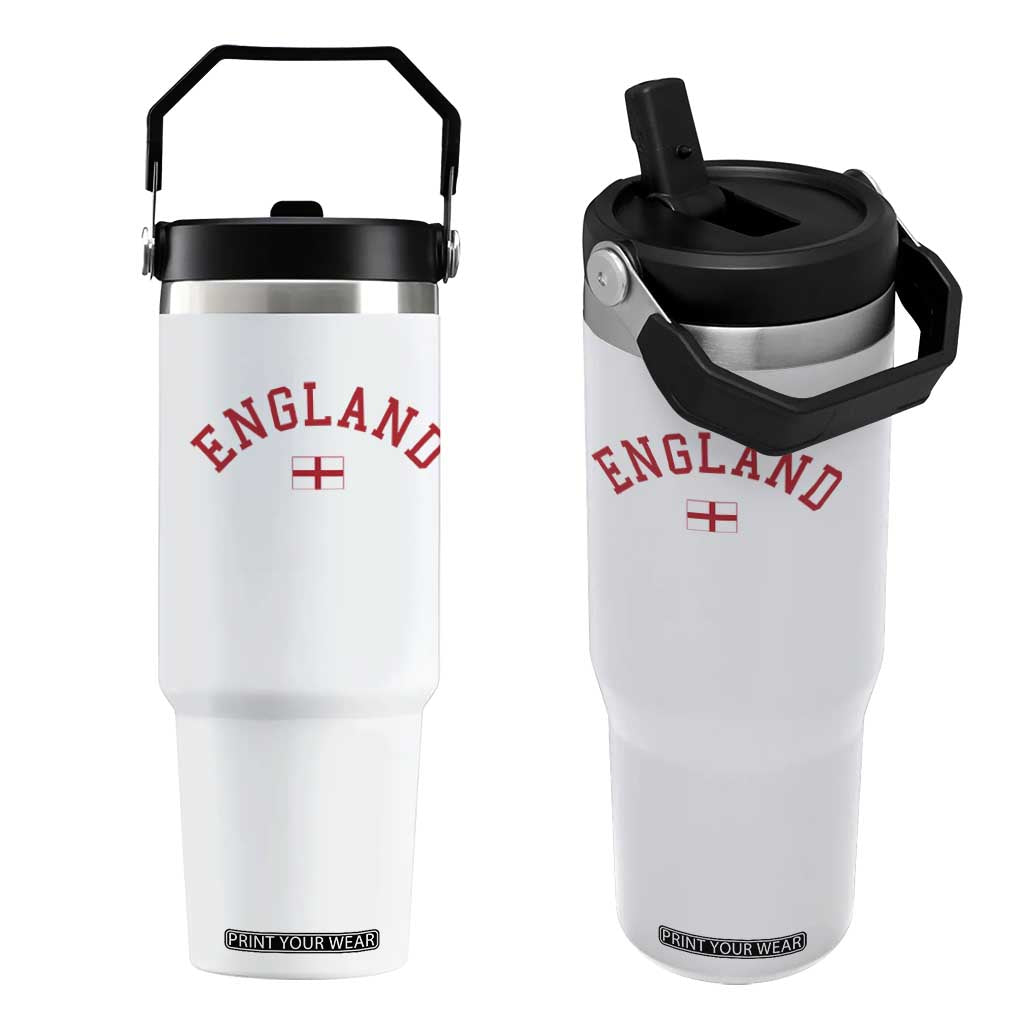 Vintage England Flag Pride Flip Straw Tumbler Patriotic St Georges Cross Heritage