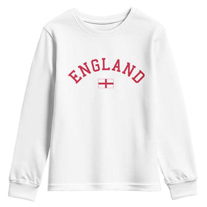 Vintage England Flag Pride Youth Sweatshirt Patriotic St Georges Cross Heritage