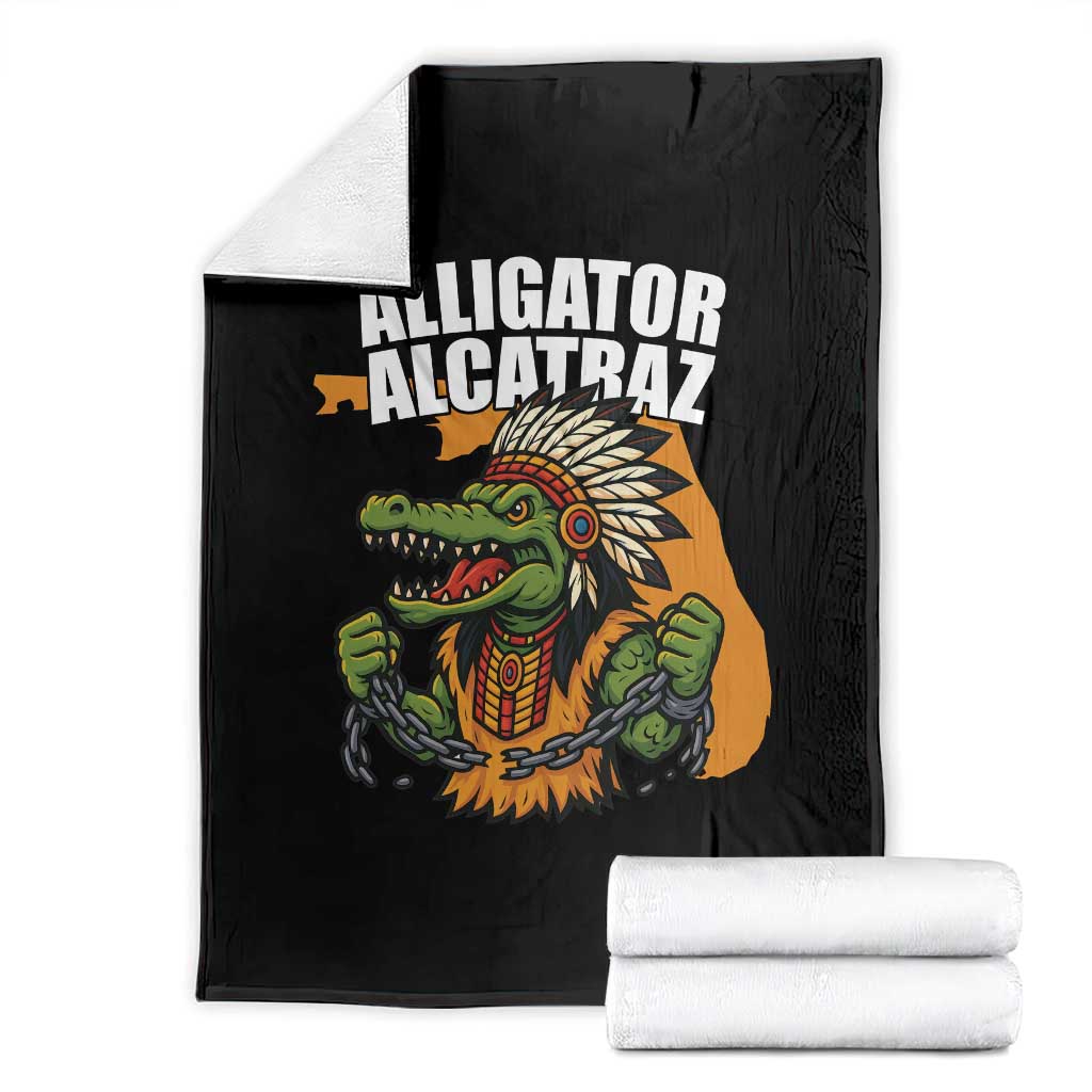 Native Alligator Alcatraz Throw Blanket Florida Gator Break The Chain TS02 Black Print Your Wear