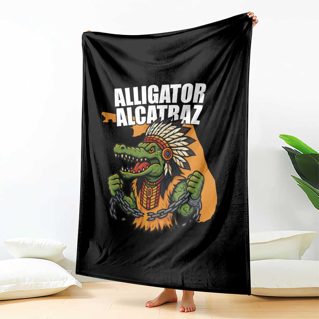 Native Alligator Alcatraz Throw Blanket Florida Gator Break The Chain TS02 Print Your Wear