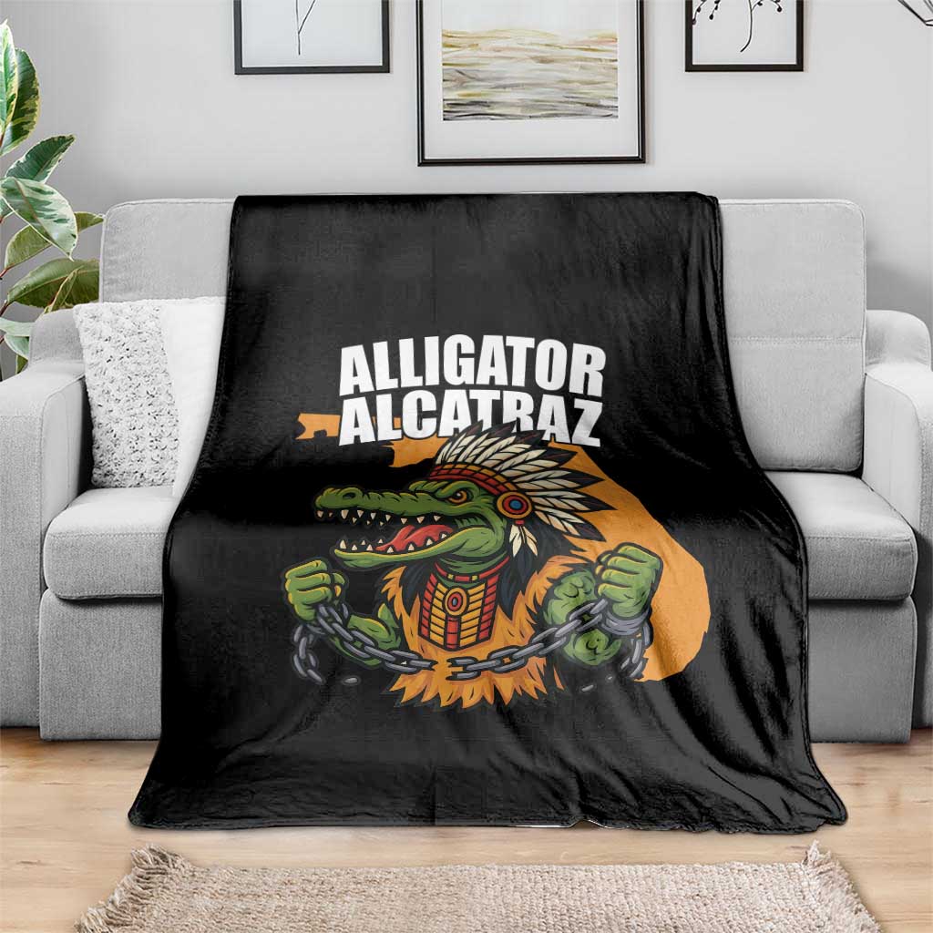 Native Alligator Alcatraz Throw Blanket Florida Gator Break The Chain TS02 Print Your Wear