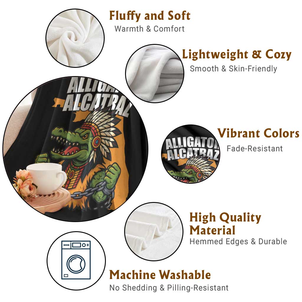 Native Alligator Alcatraz Throw Blanket Florida Gator Break The Chain TS02 Print Your Wear