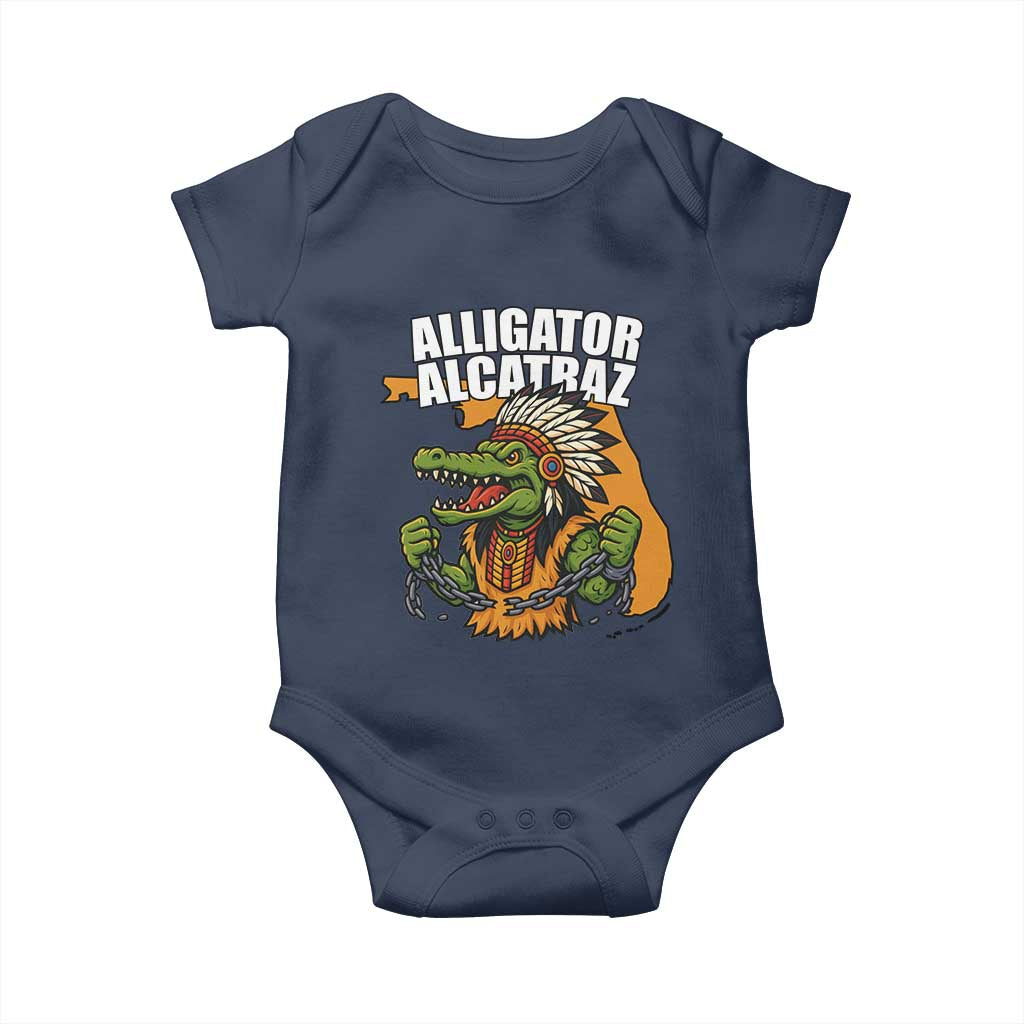 Native Alligator Alcatraz Baby Onesie Florida Gator Break The Chain TS02 Navy Print Your Wear