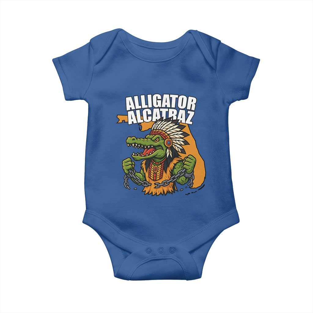 Native Alligator Alcatraz Baby Onesie Florida Gator Break The Chain TS02 Royal Blue Print Your Wear