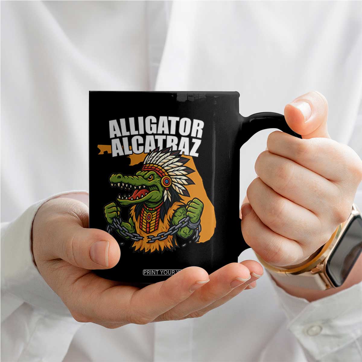 Native Alligator Alcatraz Coffee Mug Florida Gator Break The Chain TS02 Print Your Wear