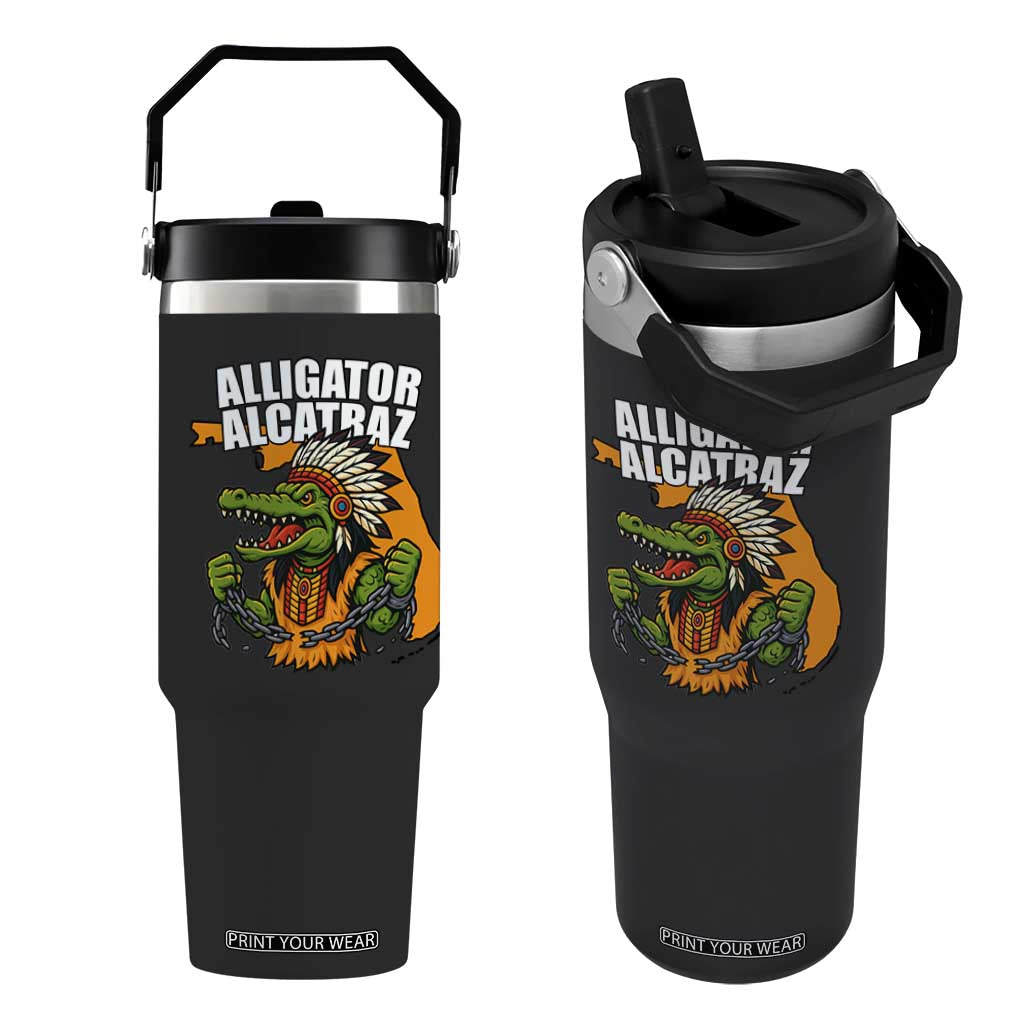 Native Alligator Alcatraz Flip Straw Tumbler Florida Gator Break The Chain TS02 One Size: 30 oz Black Print Your Wear