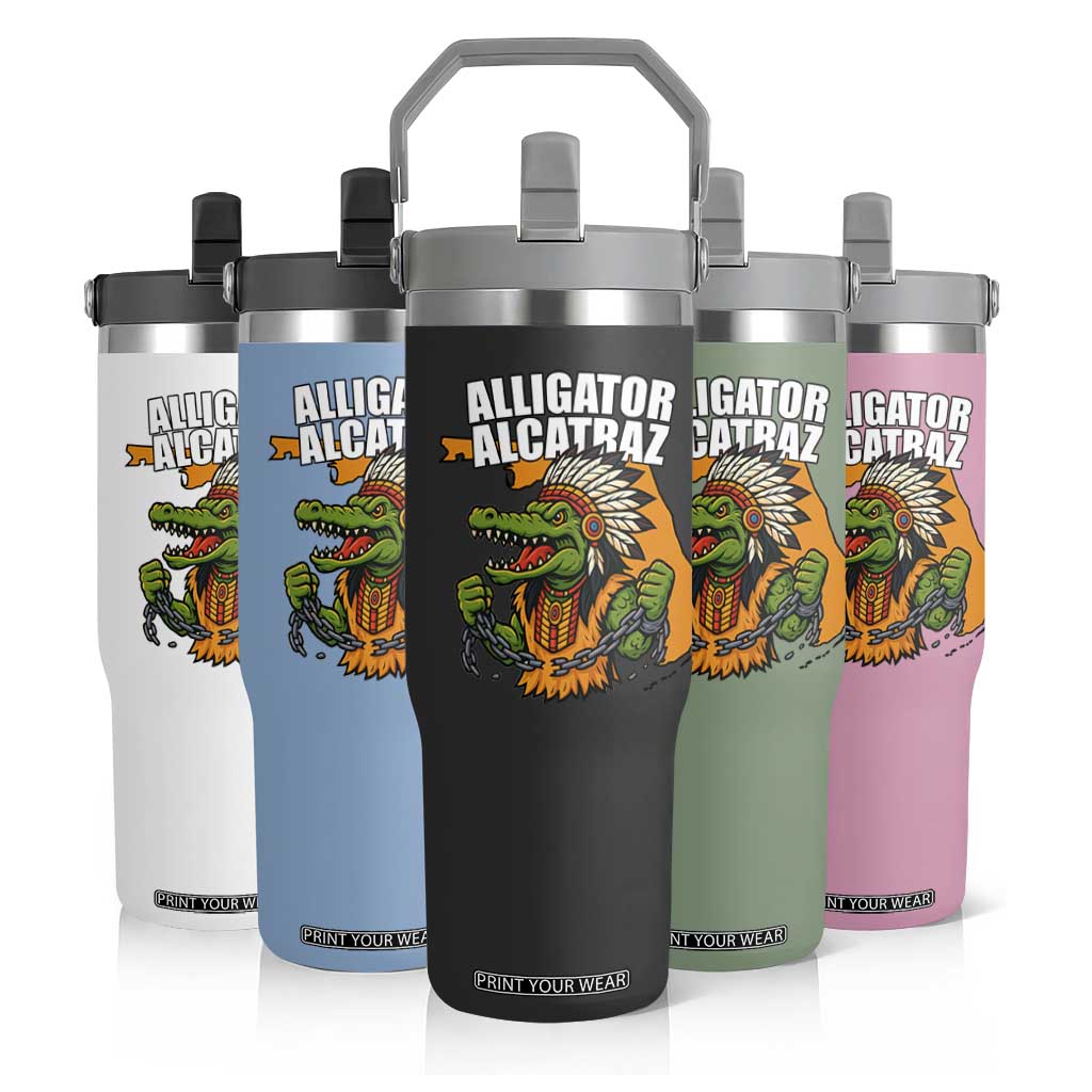 Native Alligator Alcatraz Flip Straw Tumbler Florida Gator Break The Chain TS02 Print Your Wear