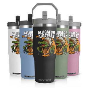 Native Alligator Alcatraz Flip Straw Tumbler Florida Gator Break The Chain TS02 Print Your Wear