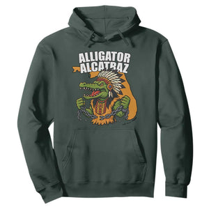 Native Alligator Alcatraz Hoodie Florida Gator Break The Chain TS02 Dark Forest Green Print Your Wear
