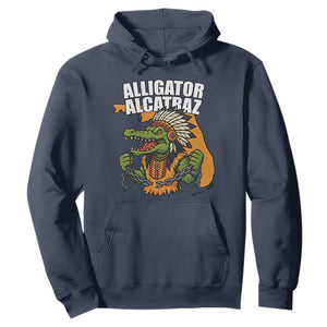 Native Alligator Alcatraz Hoodie Florida Gator Break The Chain TS02 Navy Print Your Wear