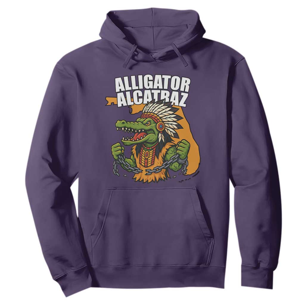 Native Alligator Alcatraz Hoodie Florida Gator Break The Chain TS02 Purple Print Your Wear