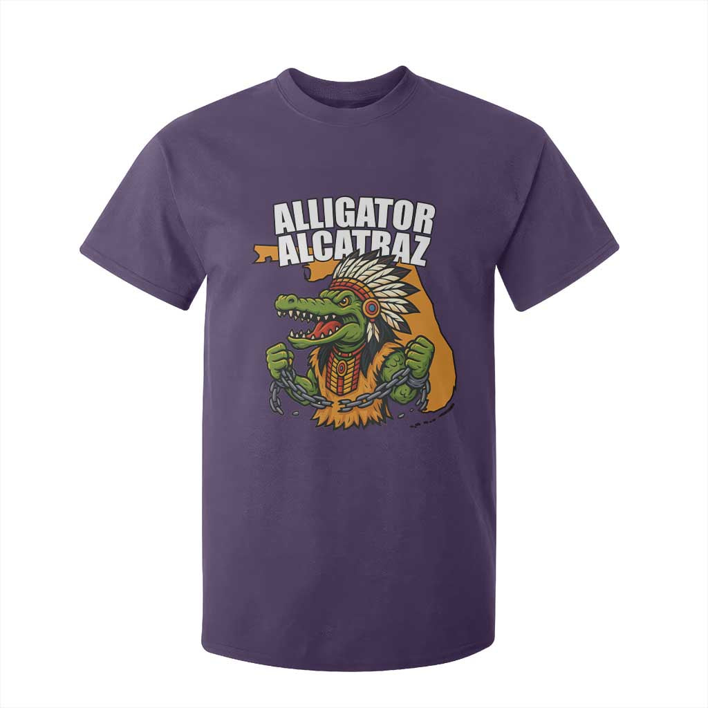 Native Alligator Alcatraz T Shirt For Kid Florida Gator Break The Chain TS02 Purple Print Your Wear