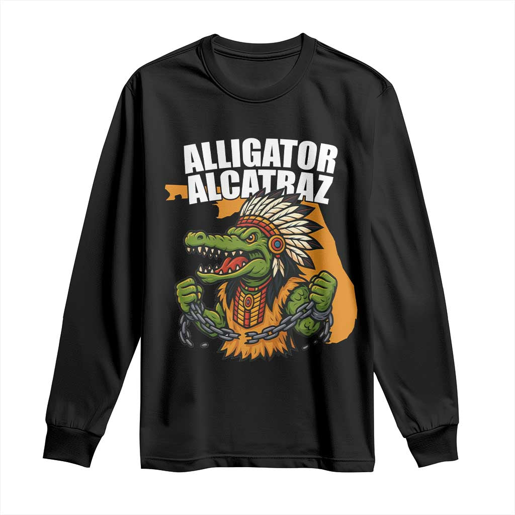 Native Alligator Alcatraz Long Sleeve Shirt Florida Gator Break The Chain TS02 Black Print Your Wear