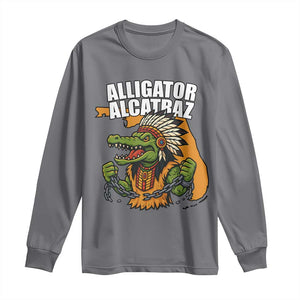 Native Alligator Alcatraz Long Sleeve Shirt Florida Gator Break The Chain TS02 Charcoal Print Your Wear