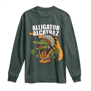 Native Alligator Alcatraz Long Sleeve Shirt Florida Gator Break The Chain TS02 Dark Forest Green Print Your Wear