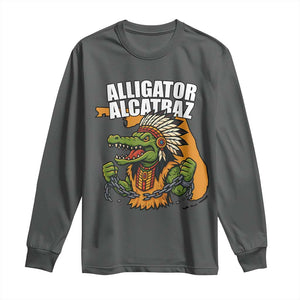 Native Alligator Alcatraz Long Sleeve Shirt Florida Gator Break The Chain TS02 Dark Heather Print Your Wear