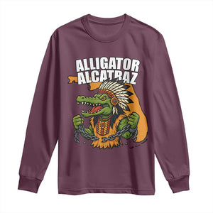Native Alligator Alcatraz Long Sleeve Shirt Florida Gator Break The Chain TS02 Maroon Print Your Wear