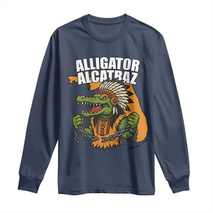 Native Alligator Alcatraz Long Sleeve Shirt Florida Gator Break The Chain TS02 Navy Print Your Wear