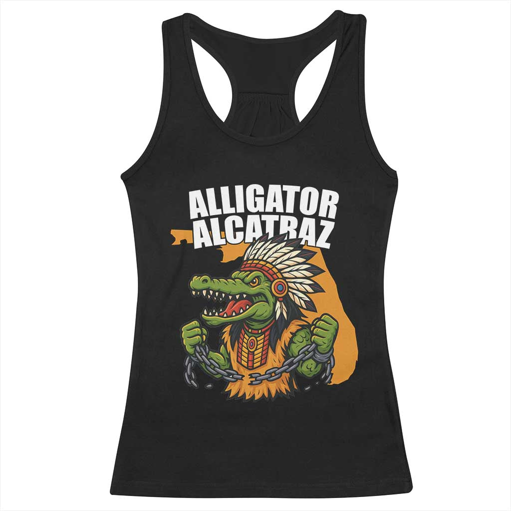 Native Alligator Alcatraz Racerback Tank Top Florida Gator Break The Chain TS02 Black Print Your Wear