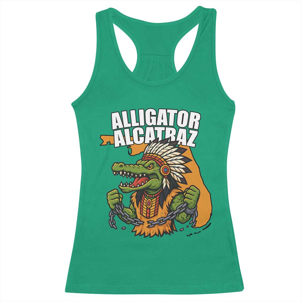 Native Alligator Alcatraz Racerback Tank Top Florida Gator Break The Chain TS02 Irish Green Print Your Wear