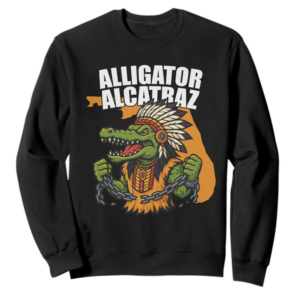 Native Alligator Alcatraz Sweatshirt Florida Gator Break The Chain TS02 Black Print Your Wear