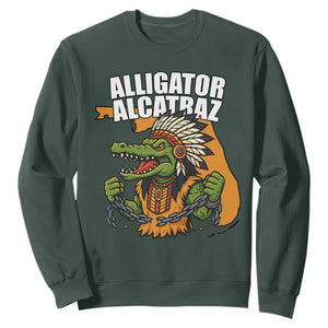 Native Alligator Alcatraz Sweatshirt Florida Gator Break The Chain TS02 Dark Forest Green Print Your Wear