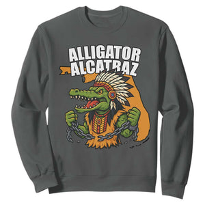 Native Alligator Alcatraz Sweatshirt Florida Gator Break The Chain TS02 Dark Heather Print Your Wear