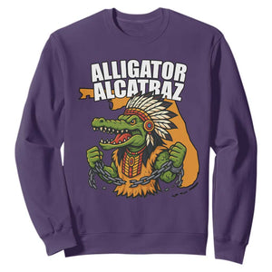 Native Alligator Alcatraz Sweatshirt Florida Gator Break The Chain TS02 Purple Print Your Wear