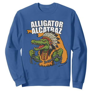 Native Alligator Alcatraz Sweatshirt Florida Gator Break The Chain TS02 Royal Blue Print Your Wear