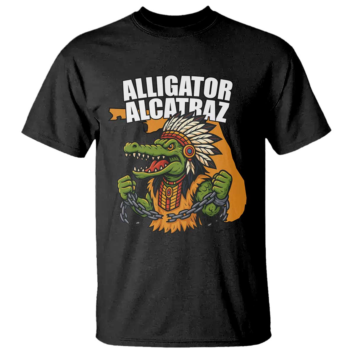 Native Alligator Alcatraz T Shirt Florida Gator Break The Chain TS02 Black Print Your Wear