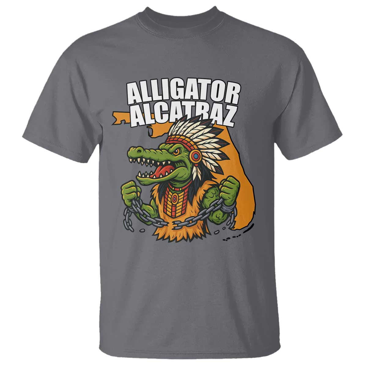Native Alligator Alcatraz T Shirt Florida Gator Break The Chain TS02 Charcoal Print Your Wear