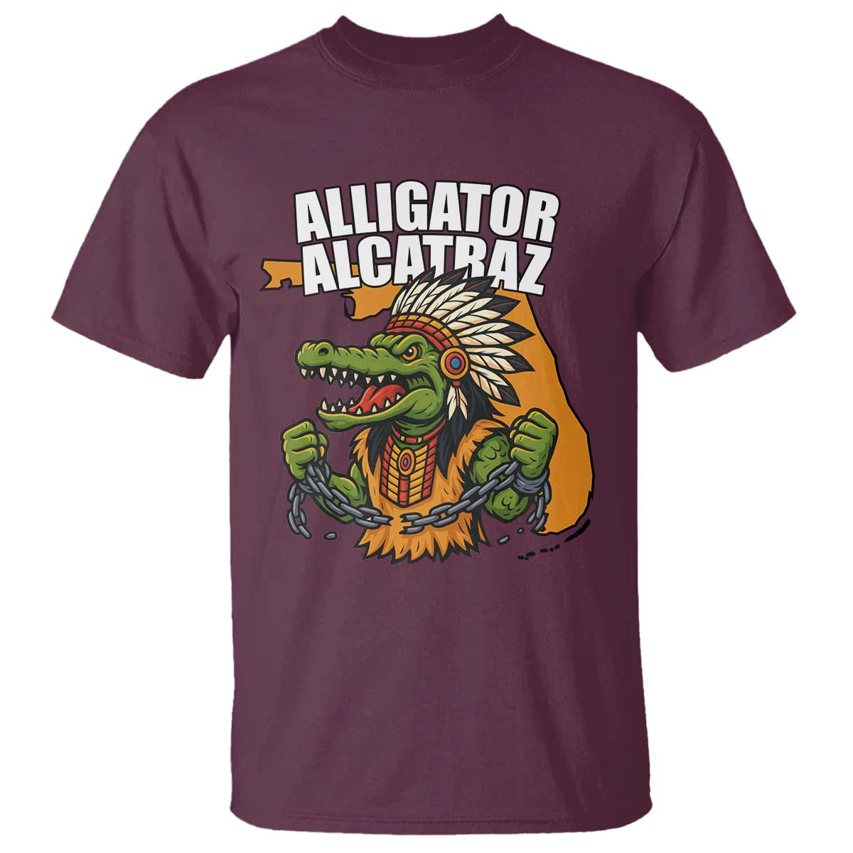 Native Alligator Alcatraz T Shirt Florida Gator Break The Chain TS02 Maroon Print Your Wear