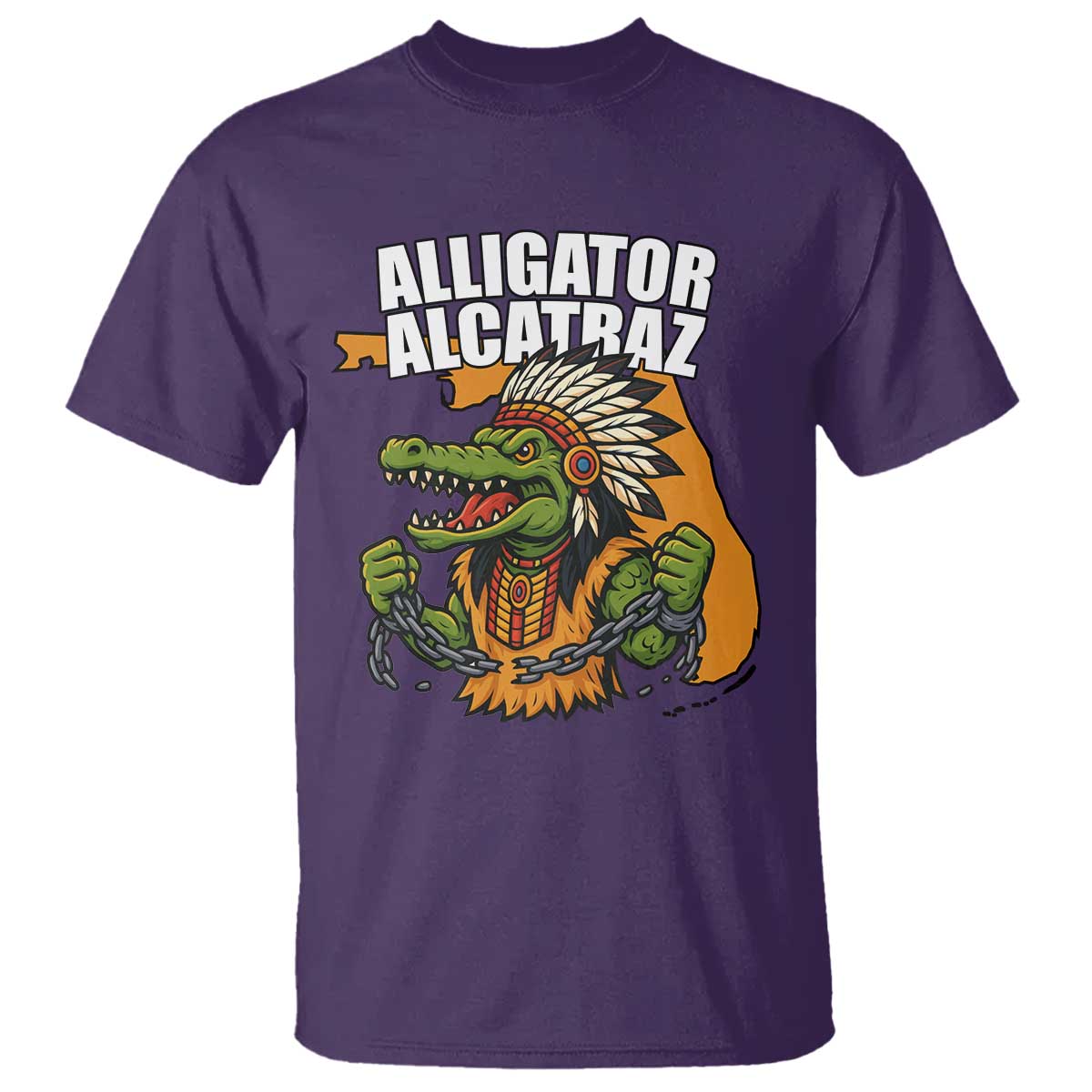 Native Alligator Alcatraz T Shirt Florida Gator Break The Chain TS02 Purple Print Your Wear