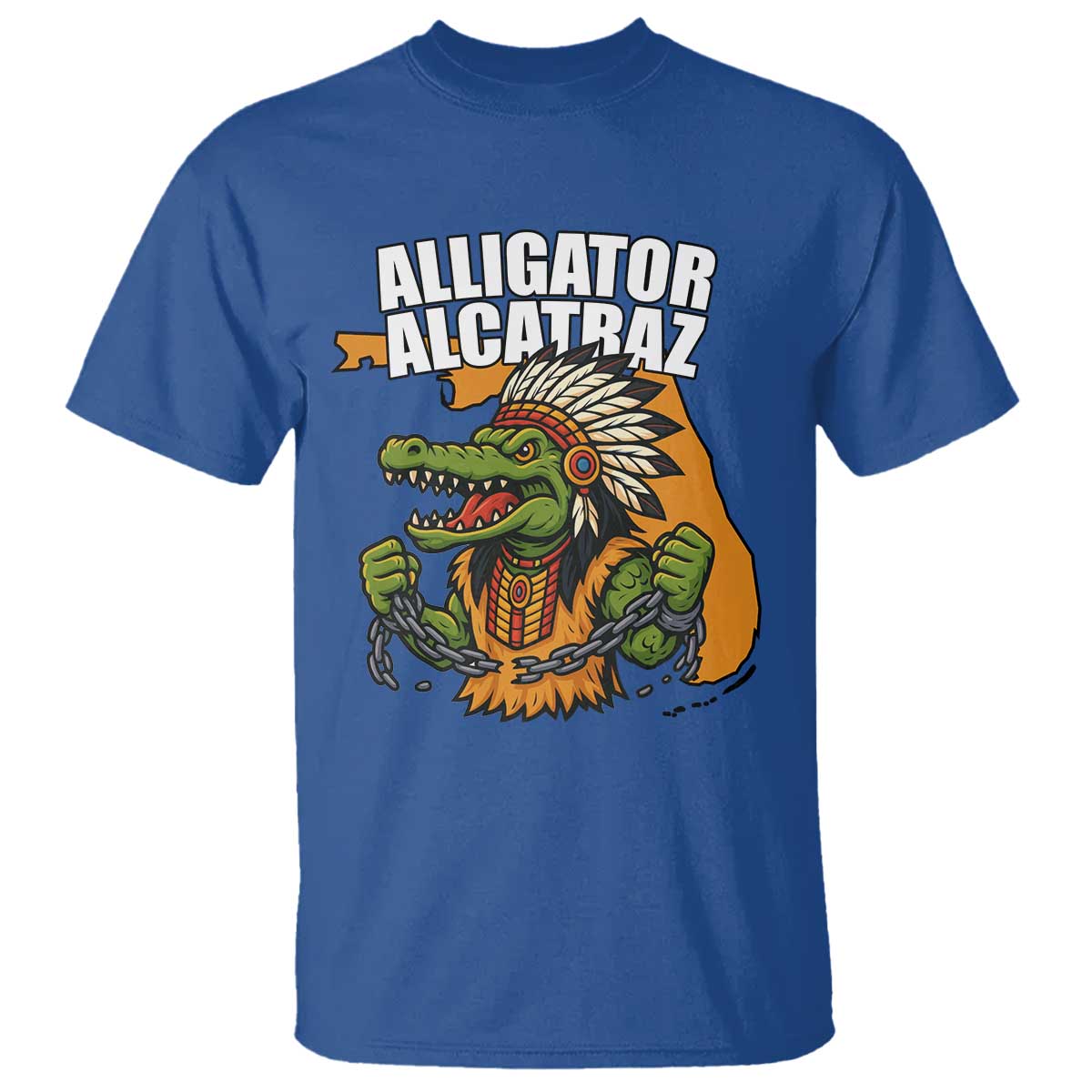 Native Alligator Alcatraz T Shirt Florida Gator Break The Chain TS02 Royal Blue Print Your Wear