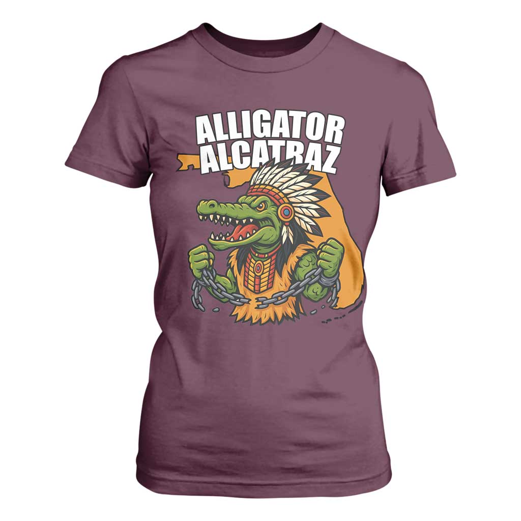 Native Alligator Alcatraz T Shirt For Women Florida Gator Break The Chain TS02 Maroon Print Your Wear
