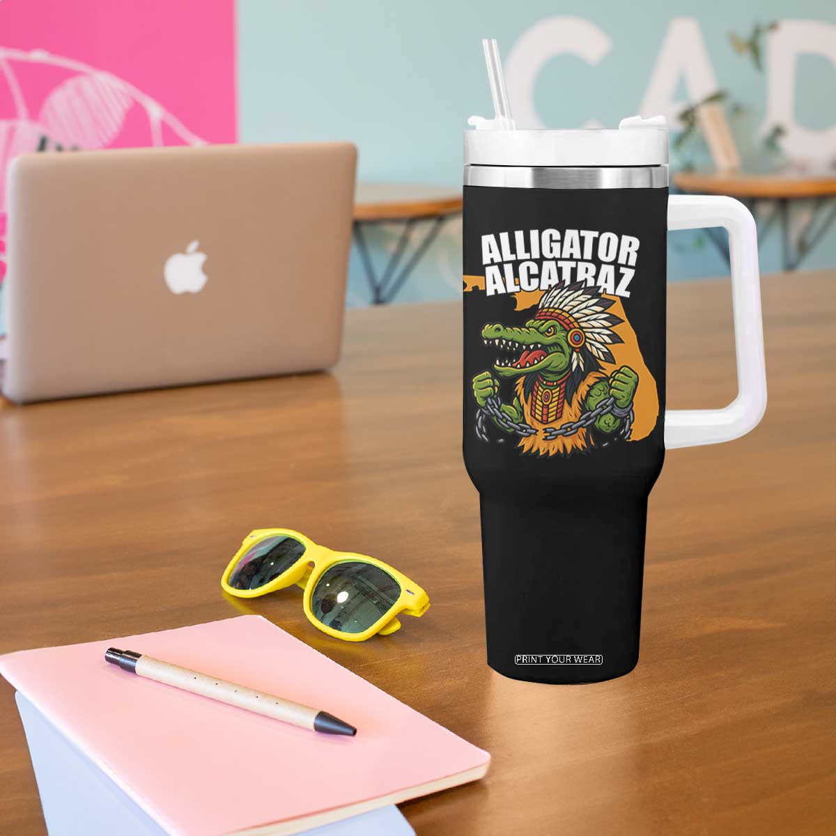 Native Alligator Alcatraz Tumbler With Handle Florida Gator Break The Chain TS02 Print Your Wear