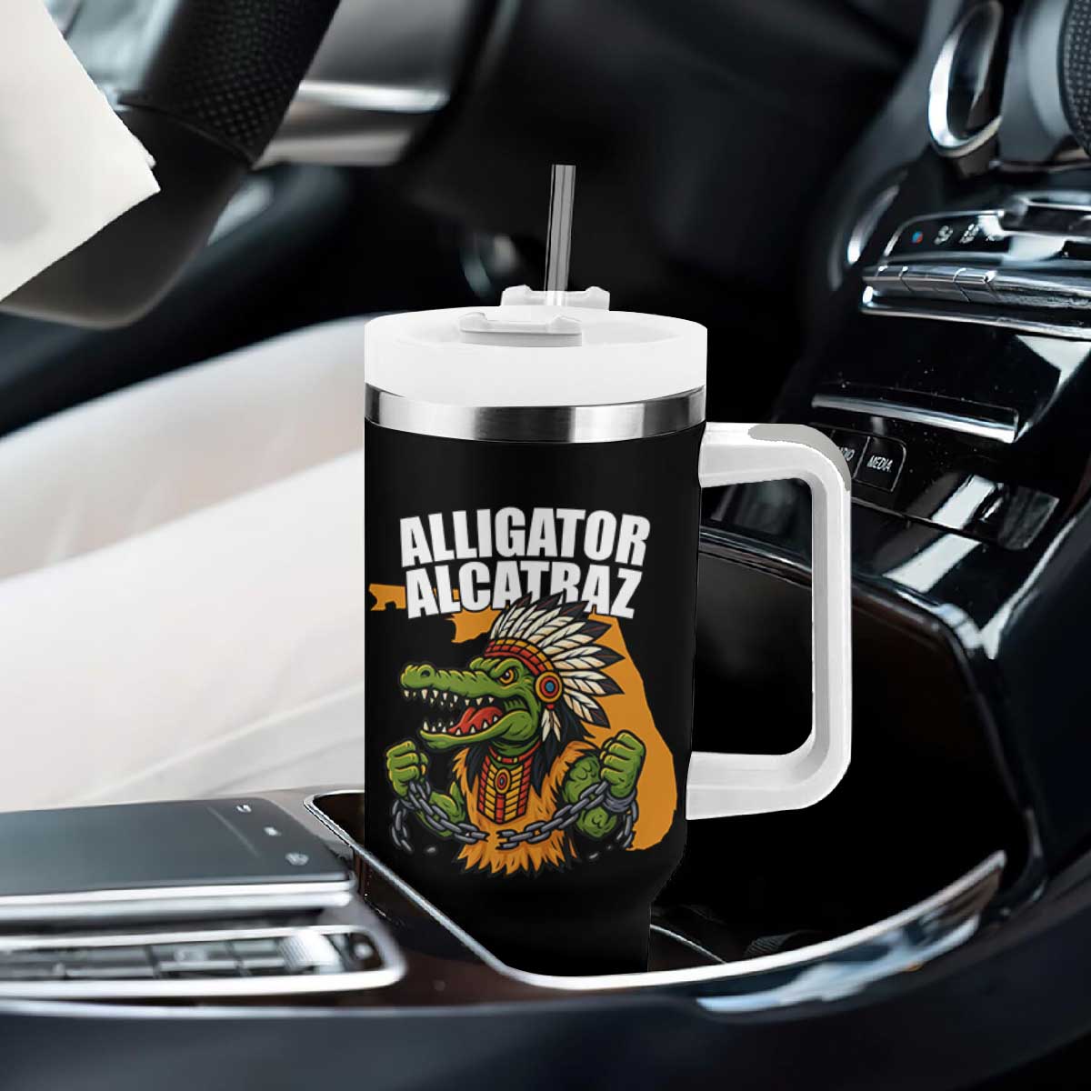 Native Alligator Alcatraz Tumbler With Handle Florida Gator Break The Chain TS02 Print Your Wear