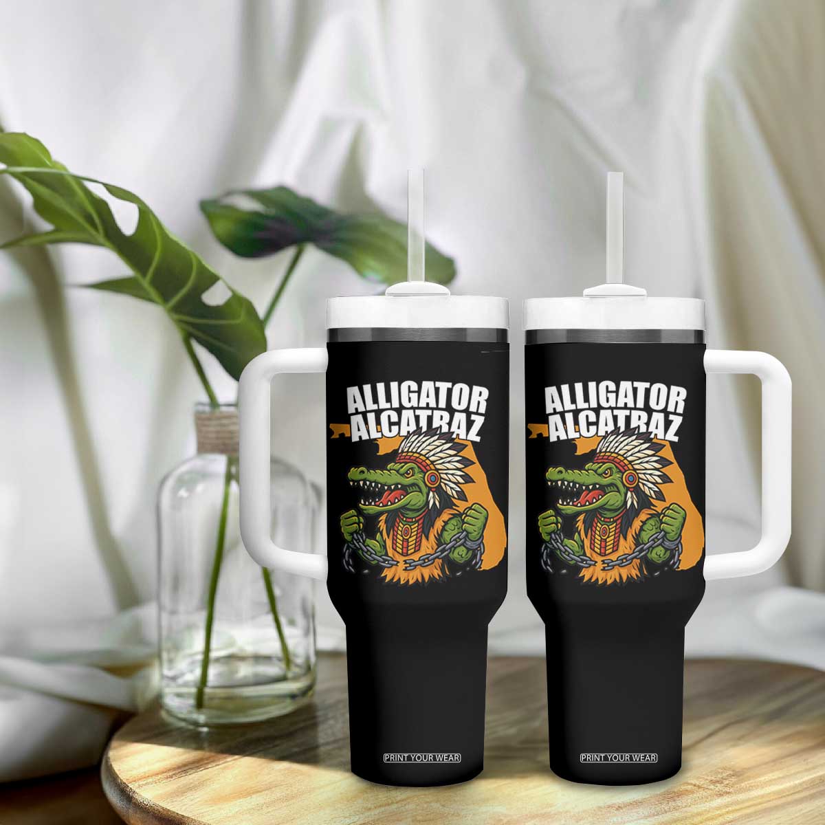 Native Alligator Alcatraz Tumbler With Handle Florida Gator Break The Chain TS02 Print Your Wear