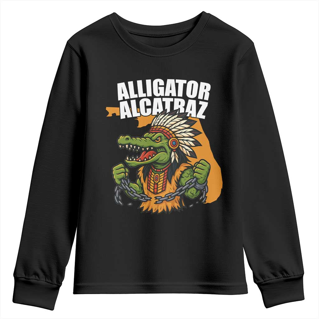 Native Alligator Alcatraz Youth Sweatshirt Florida Gator Break The Chain TS02 Black Print Your Wear