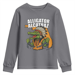 Native Alligator Alcatraz Youth Sweatshirt Florida Gator Break The Chain TS02 Charcoal Print Your Wear